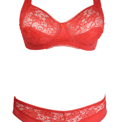 Ensemble Soutien-Gorge Ancona Rouge -Bonnet D