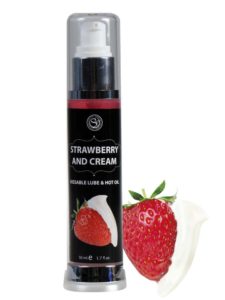 Lubrifiant/Huile de massage 2 en 1 Effet Chaud Fraise