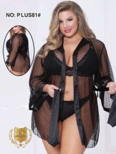 Kimono + Ensemble lingerie Dentelle Noire Taille XL