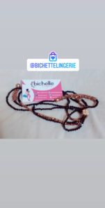 Ceinture en perles/ Bine-Bine Amy Noir et Or
