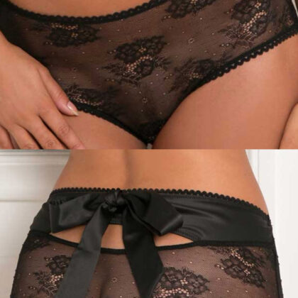 Culotte Dentelle Nœud Papillon Noire - S, M, L