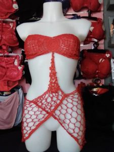 Nuisette Tricotée Sexy Rouge Taille Unique