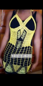 Nuisette Tricotée Aida Croisé Jaune Taille Standard