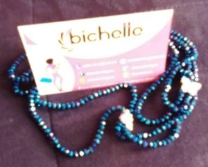 Ceinture en perles/ Bine-Bine Amy Bleu Saf Sap