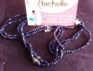 Ceinture en perles/ Bine-Bine Amy Mauve-Bleu