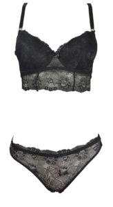 Ensemble Soutien-gorge bonnet B string Noir