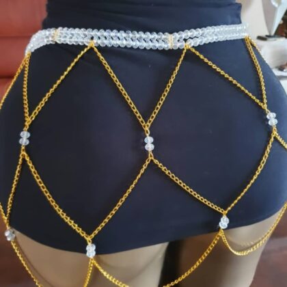 Joongoma Blanc Or - Ceinture de perles/ Férr/ Dial-diali