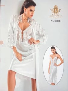 Nuisette Sensuelle + Déshabillé Divine Blanc XL
