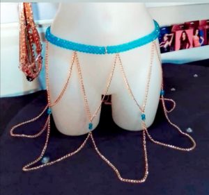 Ceinture en Perles/ Ferr/ Dial-Diali Drianké Bleu