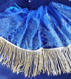 Petit Pagne Maxi Effet Merveille Bleu avec Frange Beige