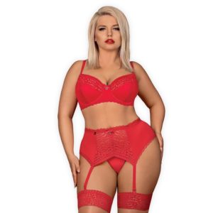 Obsessive Ensemble Sexy Jolierose Set Taille Queen Rouge XXL