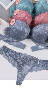 Ensemble Soutien-Gorge Push Up Bonnet B avec String Gris