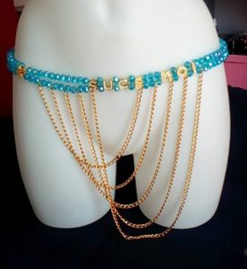 Ceinture en Perles/ Ferr/ Dial-Diali «S*ce-Moi» Bleu
