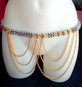 Ceinture en Perles/ Ferr/ Dial-Diali «Mon Bebe» Gris