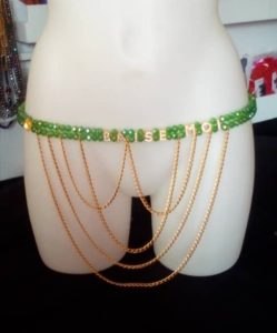 Ceinture en Perles/ Ferr/ Dial-Diali «Baise-Moi » Vert