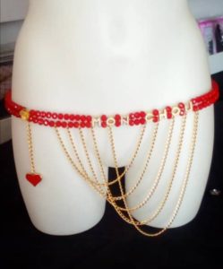 Ceinture en Perles/ Ferr/ Dial-Diali «Mon Chou » Rouge