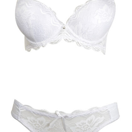 Ensemble String + Soutien-gorge Bonnet B Pushup Blanc