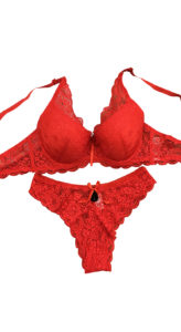Valentine Soutien Gorge Dentelle et Tanga Rouge Bonnet  B