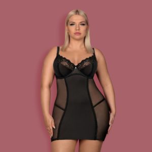 Obsessive Nuisette+String Sexy Amallie Taille Queen Noir XXL