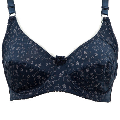 Soutien-Gorge Coton Confortable Grande Taille Bleu Sans Mousse Bonnet D