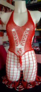 Aida Nuisette Tricotée Rouge et Argent