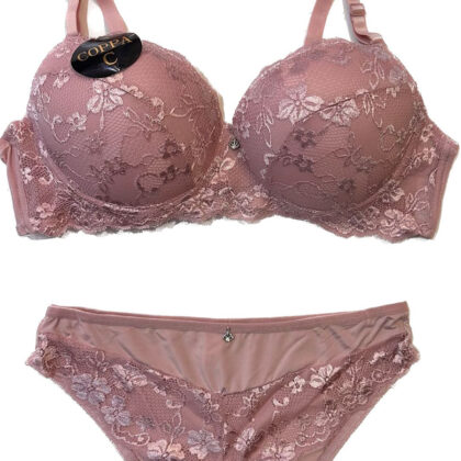 Ensemble Soutien-gorge bonnet C et Culotte Rose