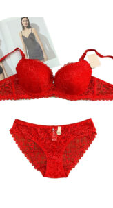 Ensemble Soutien-gorge bonnet D et Culotte Rouge Grande Taille