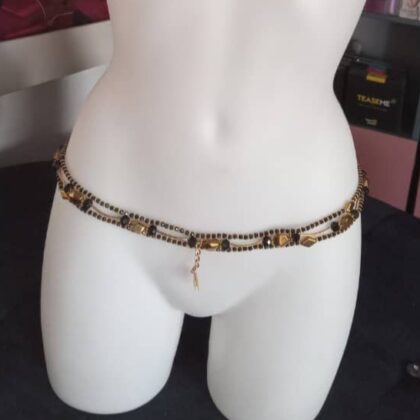 Ceinture en Perles/ Ferr/ Bine-Bine Hard Noir