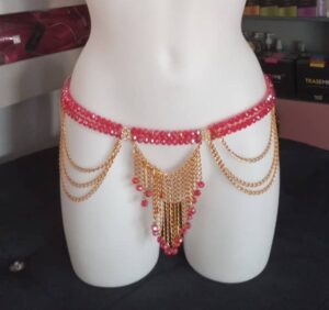 Ceinture en Perles/ Ferr/ Dial-Diali Biche Sexy Rouge