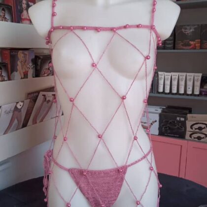 Ensemble Sexy Tricoté Feeling Taille S/M Rose