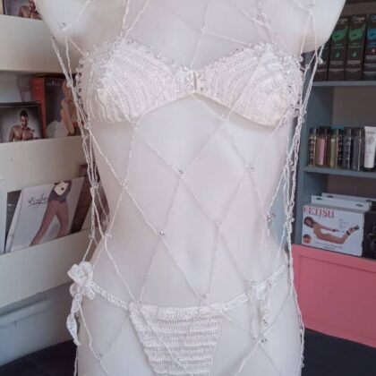 Ensemble Sexy Tricoté Ramses Taille S/M Blanc